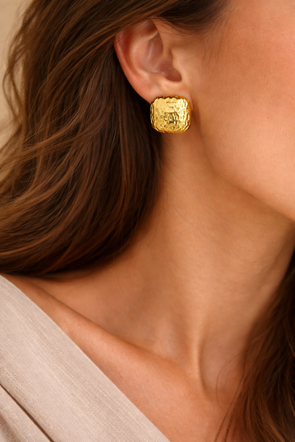 Textured Gold Statement Studs