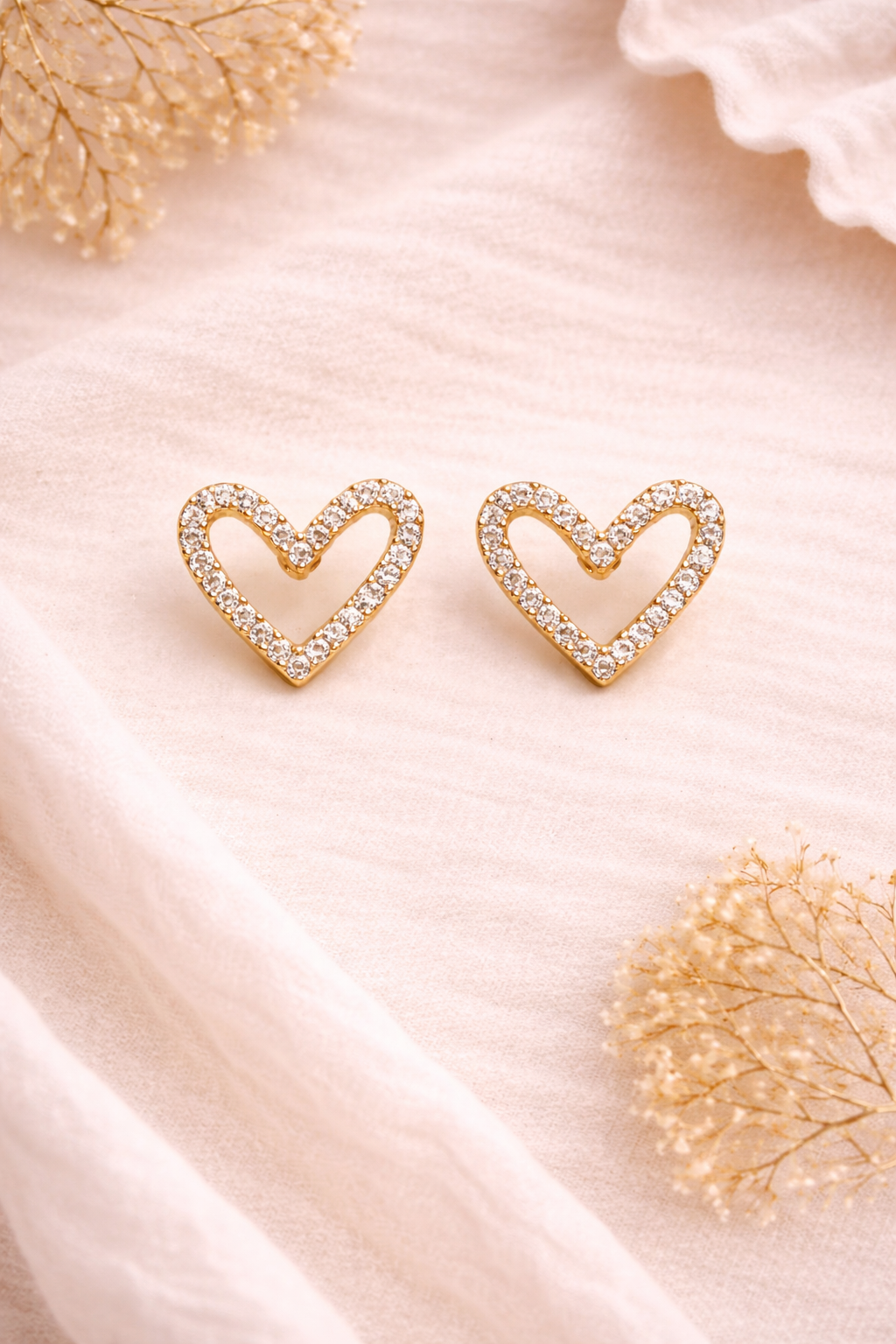 Crystal Heart Stud Earrings