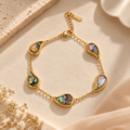 Gold Abalone Teardrop Bracelet on flat lay