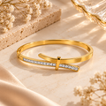 Luxury Gold-Tone Crystal Bangle Bracelet for Women on flat lay 
