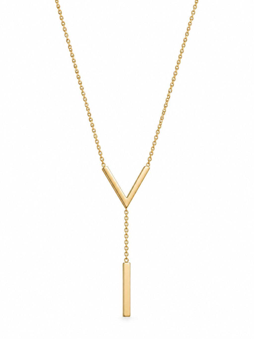 Minimalist Gold V-Bar Y-Chain Necklace