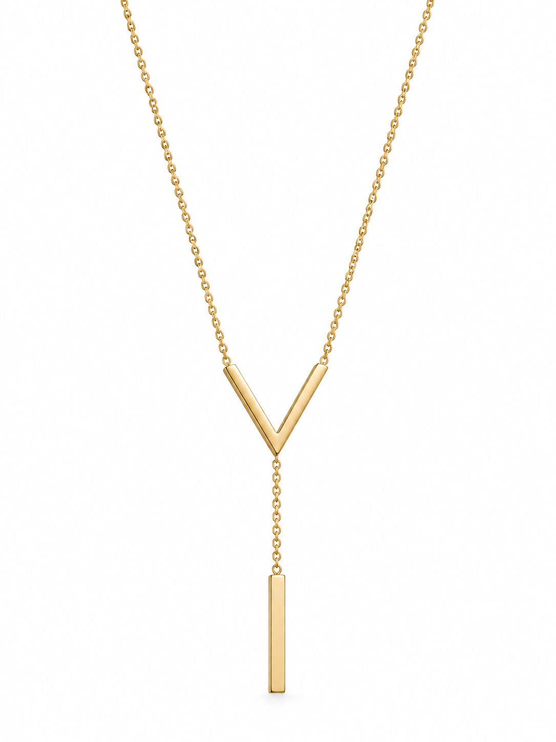Minimalist Gold V-Bar Y-Chain Necklace