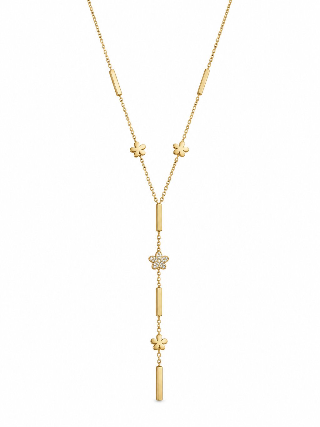  Gold Floral Y-Lariat Necklace