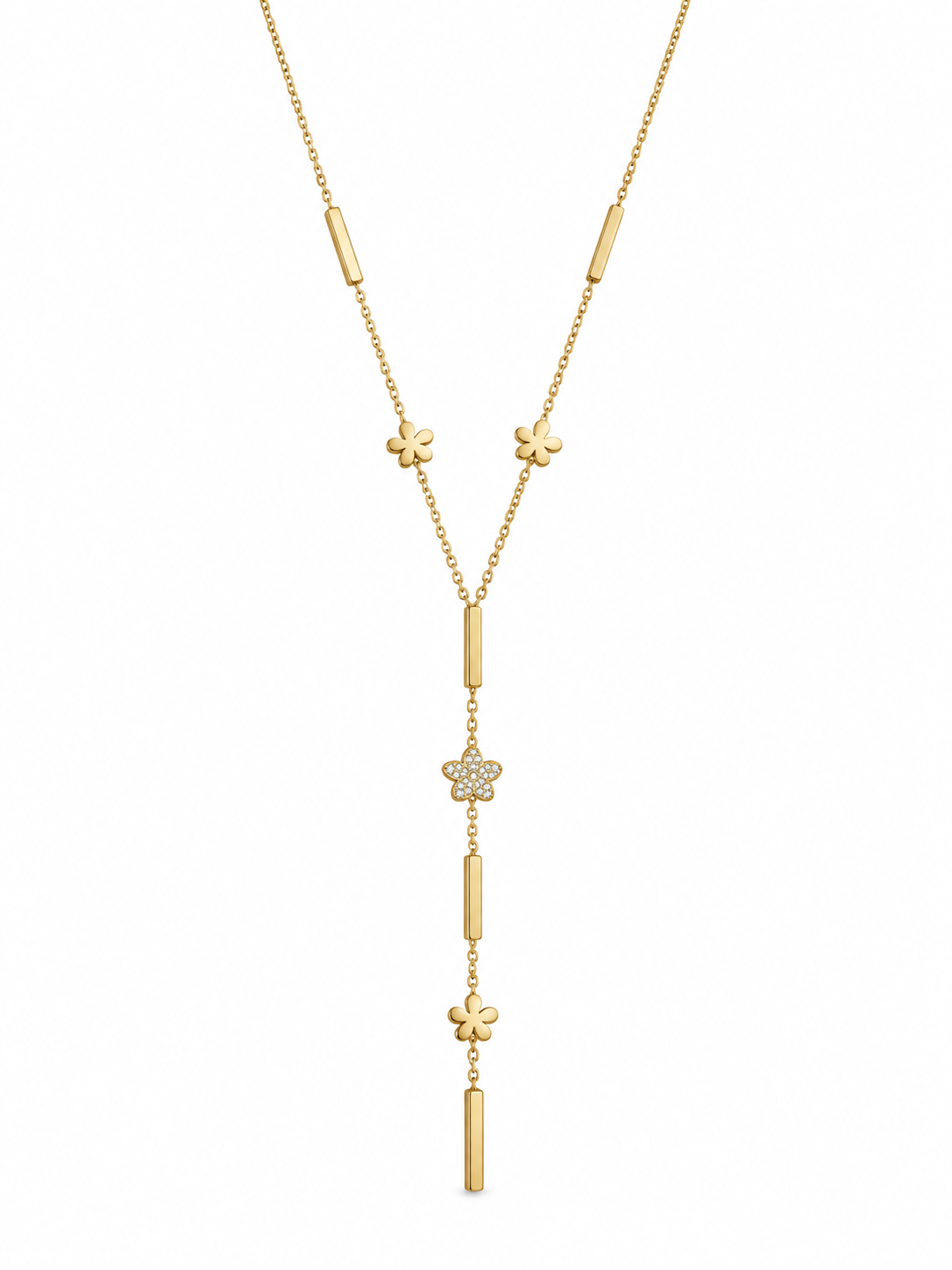  Gold Floral Y-Lariat Necklace