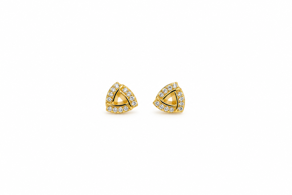 Triangular Gold Gemstone Stud 