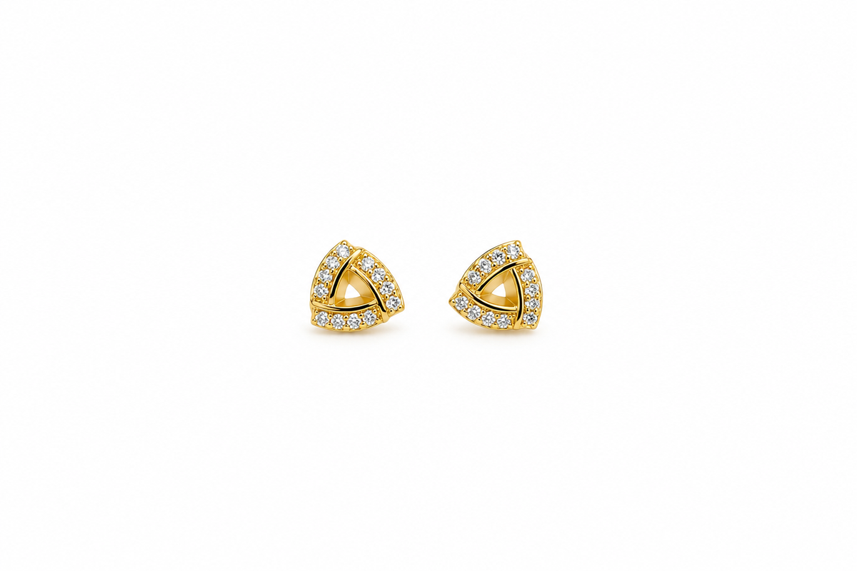 Triangular Gold Gemstone Stud 